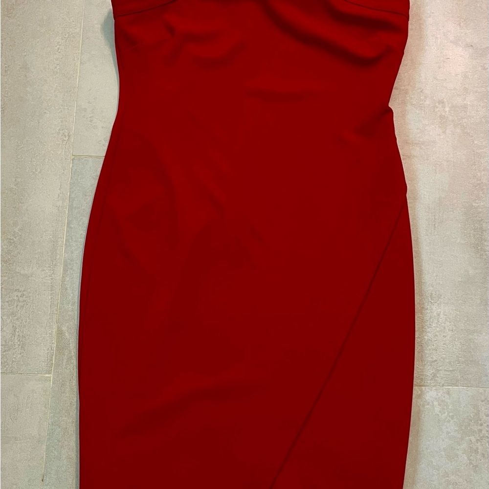 She + Sky Vibrant Red Strapless Dress